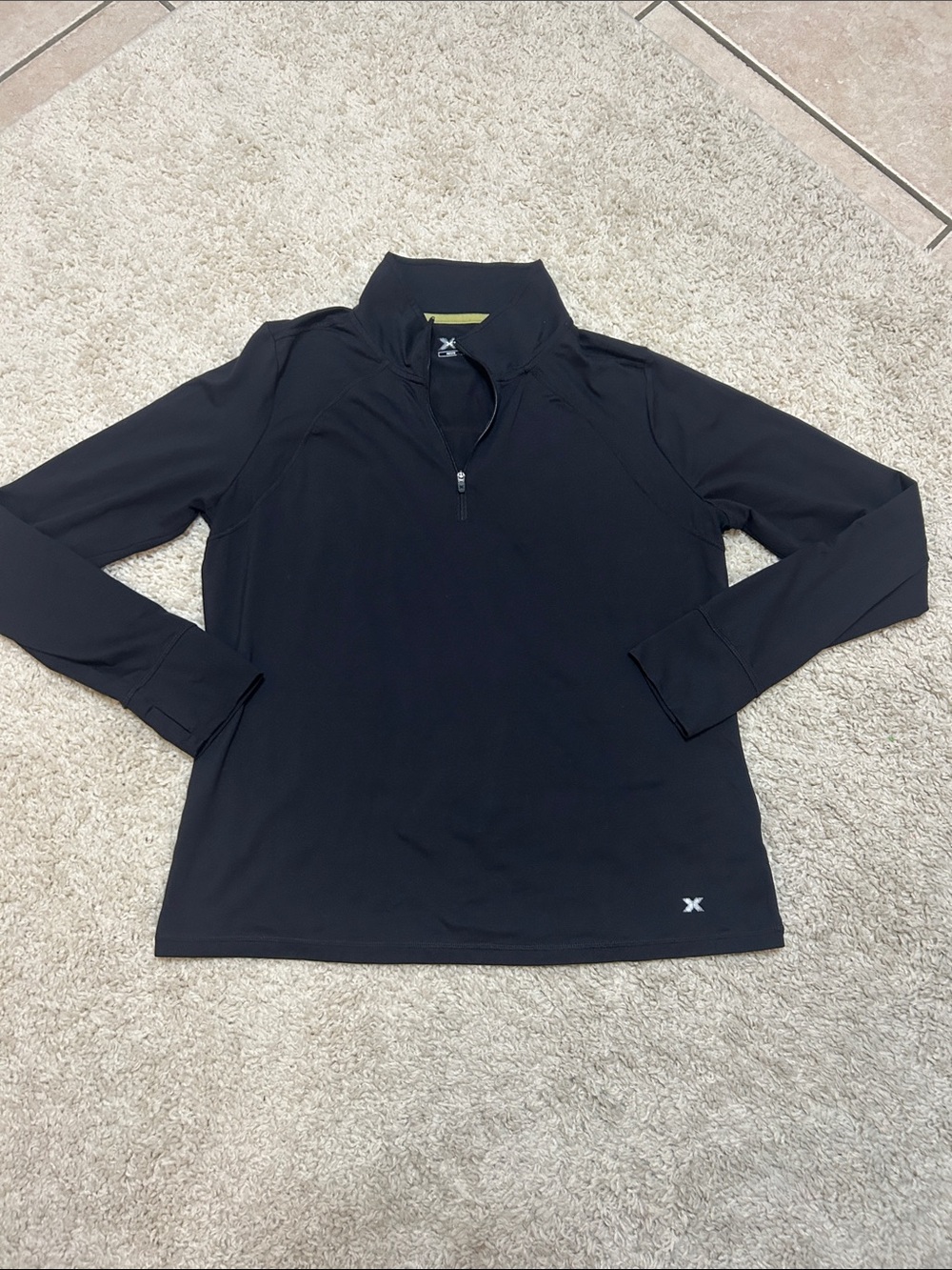 Crossposted. Large Petite  Xersion Black Long Sleeve Quarter-Zip Top